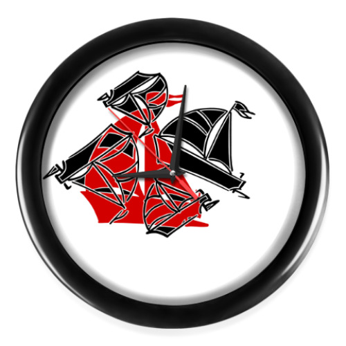 Настенные часы с принтом Парусник