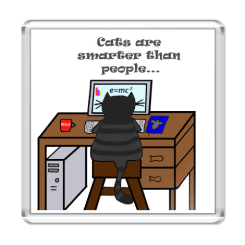 Магнит с принтом  smart cat