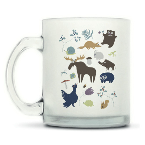 Кружка матовая с принтом Лесная жизнь