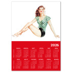 Календарь A4 2026, красный Девушка
