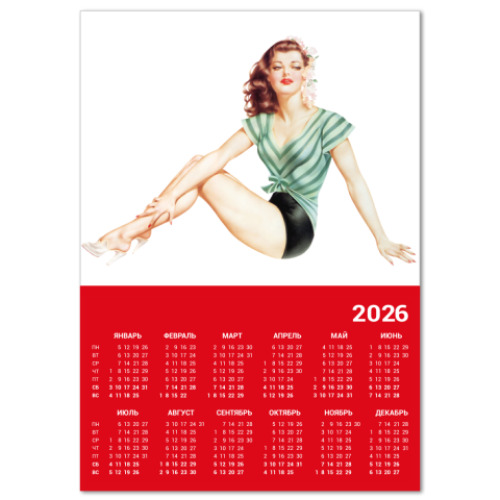 Календарь с принтом Девушка
