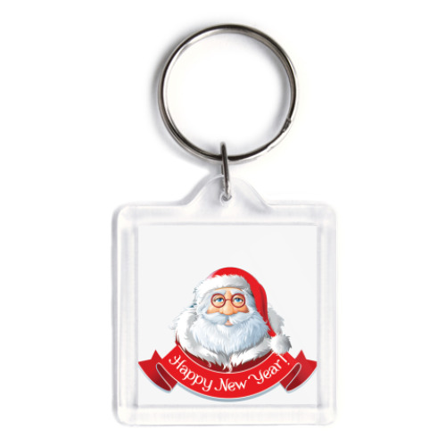 Брелок с принтом новый год, дед мороз, happy new year