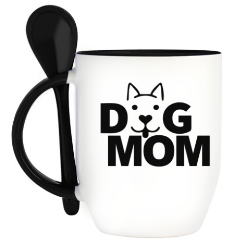 Кружка с ложкой с принтом Dog mom