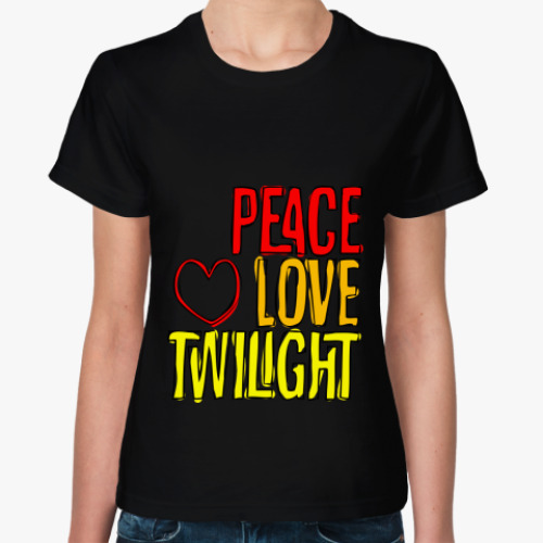 Женская футболка с принтом  Peace Love Twilight