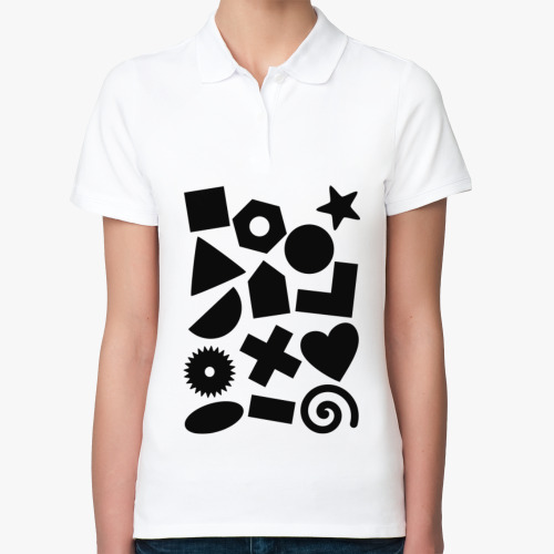 Женская рубашка поло (печать) с принтом Фигурки-отвлекалки