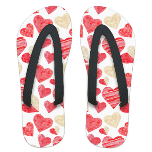 Шлепанцы (сланцы) с принтом сердечки