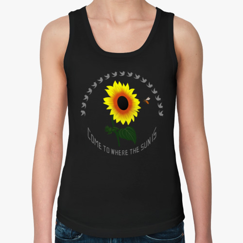 Женская майка с принтом Подсолнух Подсолнечник Helianthus - Цветок солнца