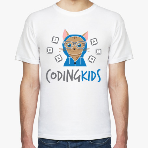 Футболка с принтом Кот Кодер