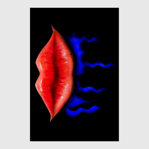 Постер с принтом Акварельные растекающиеся губы