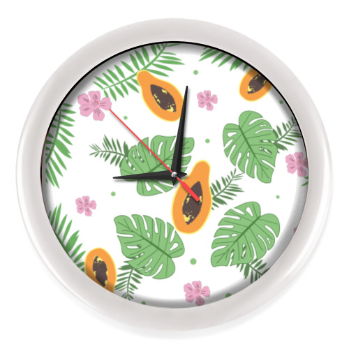 Настенные часы с принтом экзотические растения