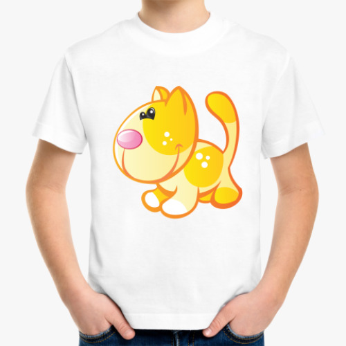 Детская футболка с принтом Рыжий кот приносит счастье