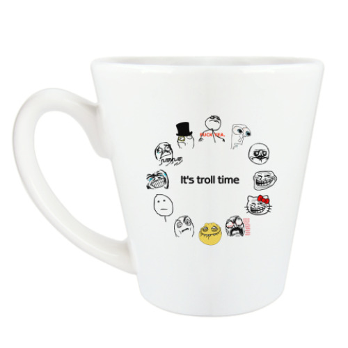 Чашка Латте с принтом Trollface