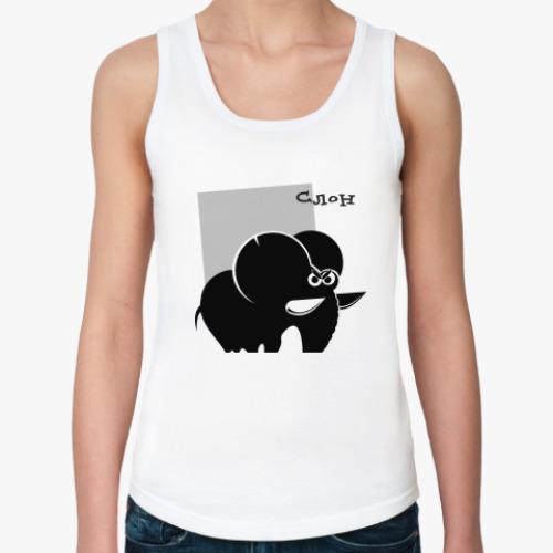 Женская майка с принтом Слон серьезный