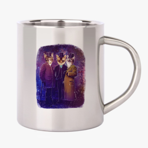 Кружка металлическая с принтом Три космических кота