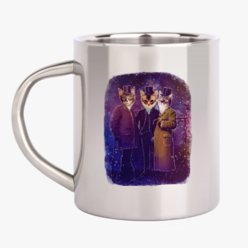 Кружка металлическая с принтом Три космических кота