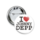 Значок 37 мм   I love Johnny Depp