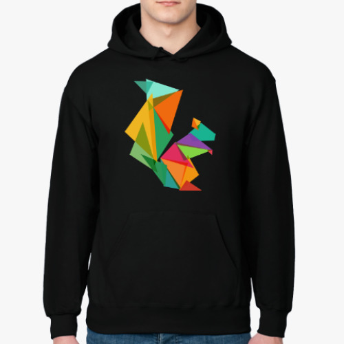 Толстовка худи с принтом Полигональная Белка