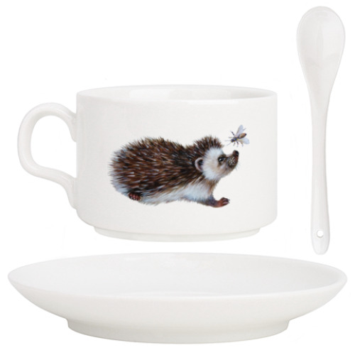 Кофейный набор с принтом Ежик Кофейное зернышко