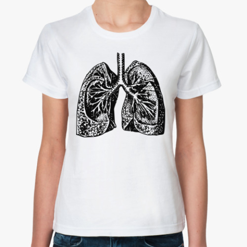 Классическая футболка с принтом  'Anatomy: Lungs'