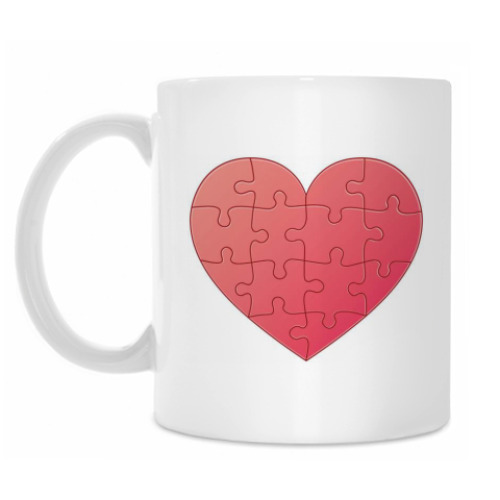 Кружка с принтом Сердце пазл