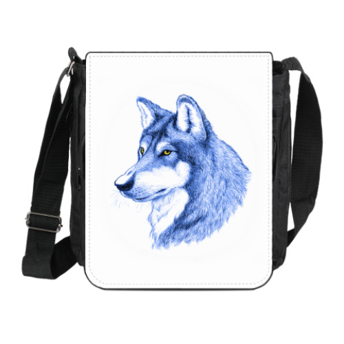 Сумка на плечо (мини-планшет) с принтом 'Лесной волк'