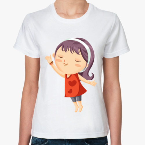 Классическая футболка с принтом Девочка