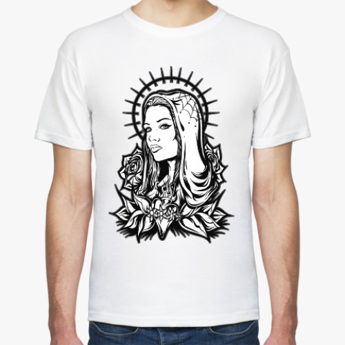 Футболка с принтом Женщина с розами