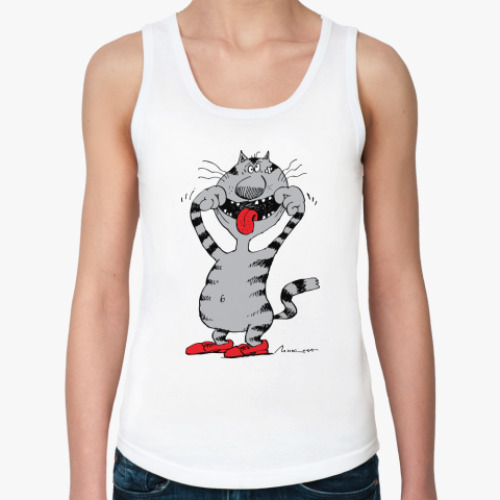 Женская майка с принтом CRAZY CAT