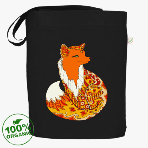 Сумка шоппер с принтом Изящная лиса зентангл