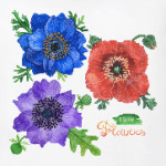 I love flowers,  3 акварельных цветка