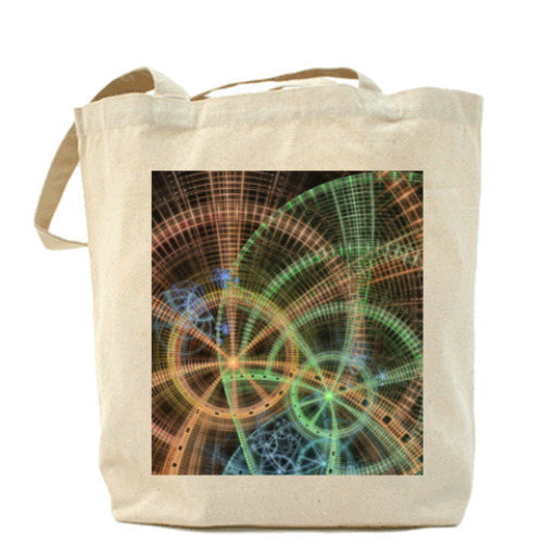 Сумка шоппер с принтом Часовой механизм