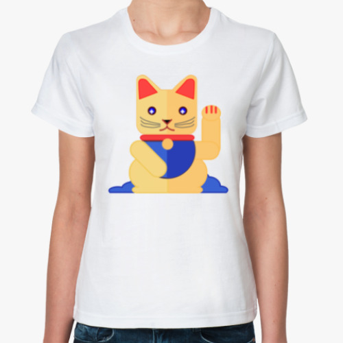 Классическая футболка с принтом Lucky Cat