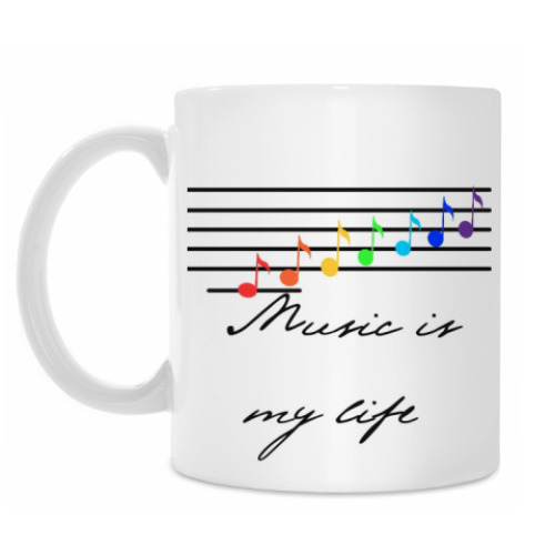 Кружка с принтом Музыка - моя жизнь