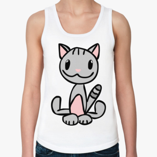 Женская майка с принтом Смешная киса