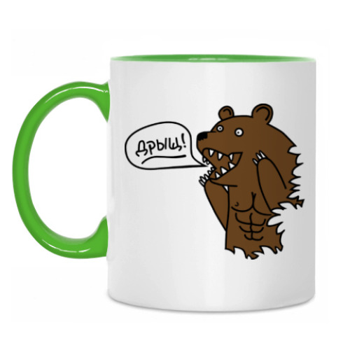 Кружка с принтом  Медведь качок