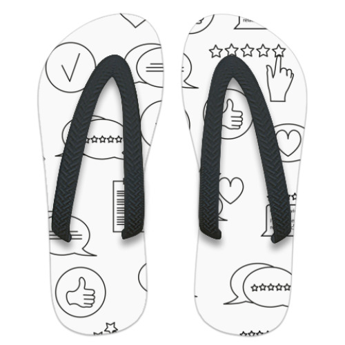 Шлепанцы (сланцы) с принтом Отзывы значки узор