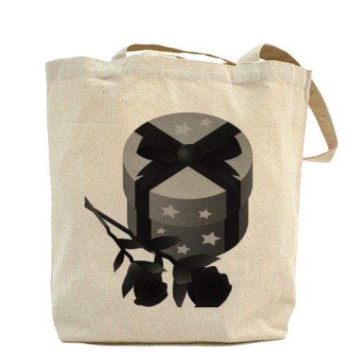 Сумка шоппер с принтом Подарок с розами