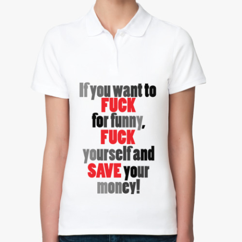 Женская рубашка поло (печать) с принтом  FUCK