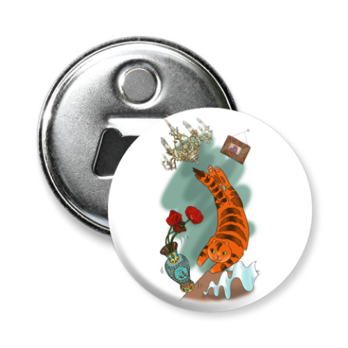 Магнит-открывашка с принтом Рыжий кот шалун