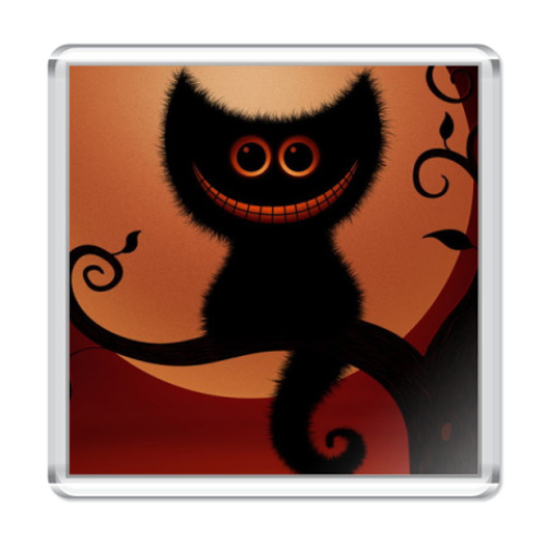 Магнит с принтом  Чеширский кот во тьме