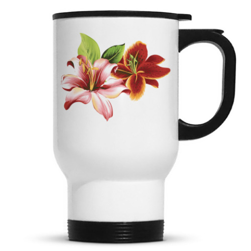 Кружка-термос с принтом Две Лилии