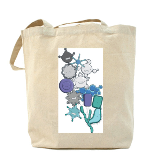 Сумка шоппер с принтом Бактерии