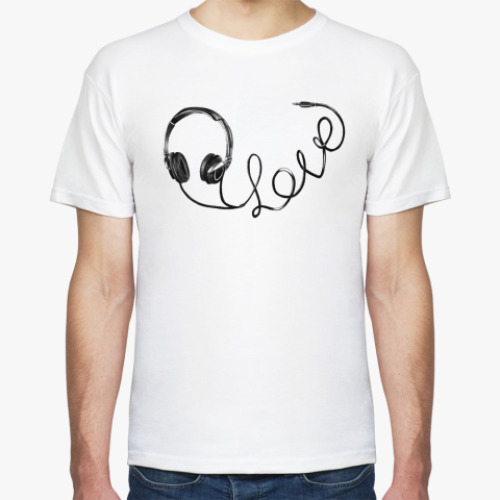 Футболка с принтом LOVE-наушники