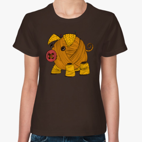 Женская футболка с принтом Вязаная свинка