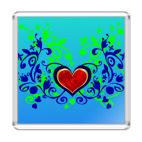 Магнит 6.5 x 6.5 см  Сердце в цветах