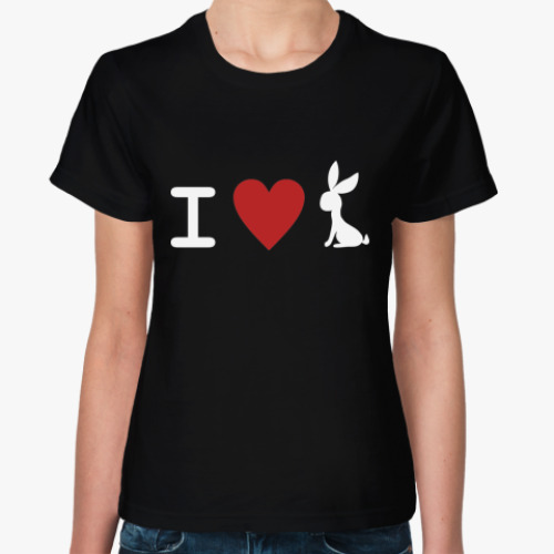 Женская футболка с принтом Я люблю кроликов