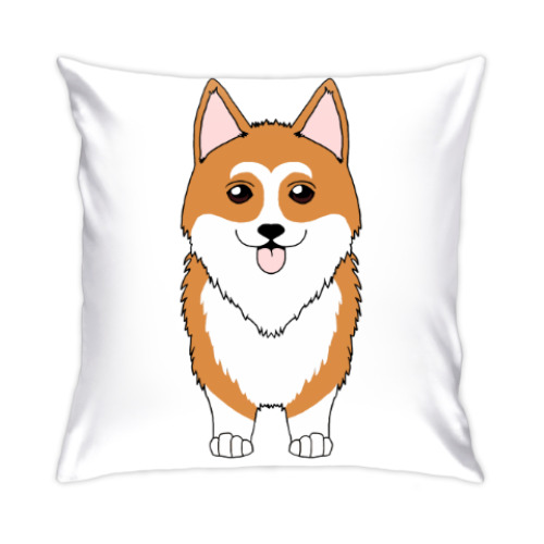 Подушка с принтом  Корги Рядом