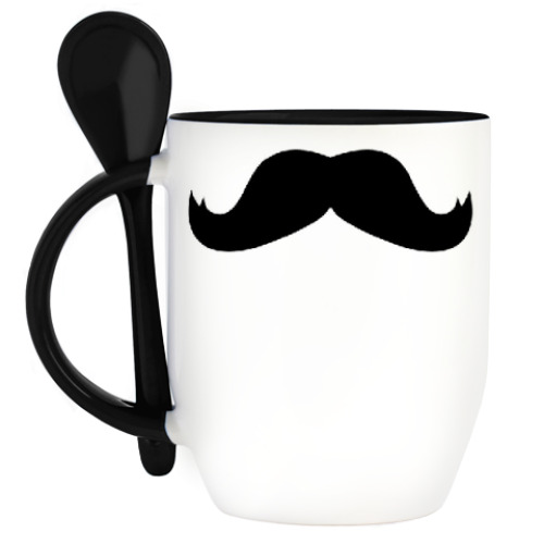 Кружка с ложкой с принтом НОСИ УСЫ!