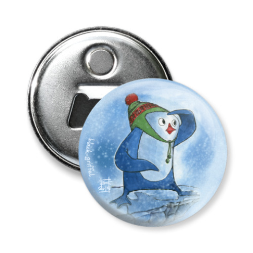 Магнит-открывашка с принтом Пингвин