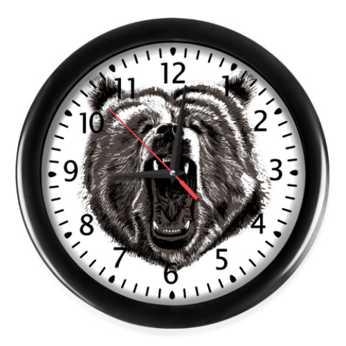 Настенные часы с принтом Медведь